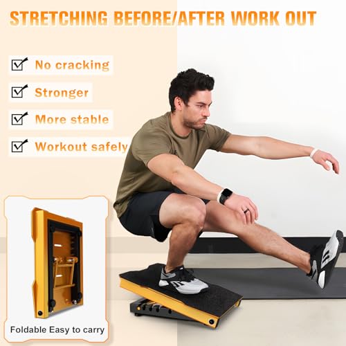 Steel Slant Board Calf Stretcher, 600 Lbs Weight Capacity 5-Level Adjustable Incline Board Squat Wedge Achilles Ankle Stretcher Non-Slip Surface for Squat, Fitness, Physical Therapy