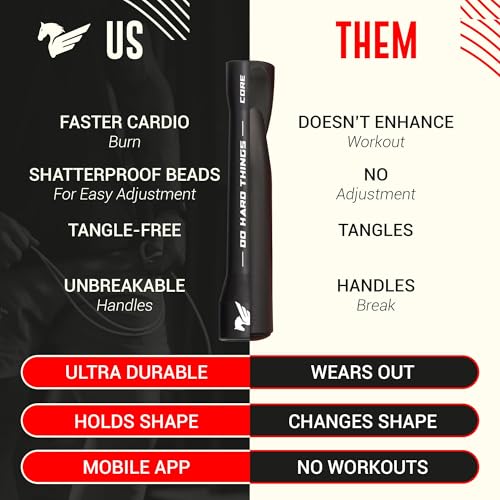 Elite Jumps - Do Hard Things 1” Beaded Jump Ropes | Crossover Jump Rope for Your Exercise Equipment | Segmented Jump Rope - color: Black