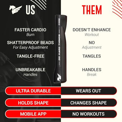 Elite Jumps - Do Hard Things 1” Beaded Jump Ropes | Crossover Jump Rope for Your Exercise Equipment | Segmented Jump Rope - color: Black