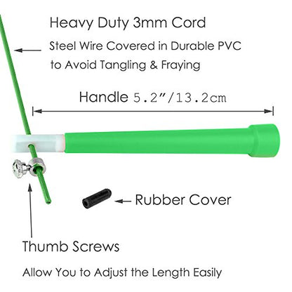 10 FT Adjustable Speed Jump Rope for Crossfit Boxing MMA Double Unders WOD Skipping Workout Fitness Cardio Endurance Training Martial Arts - Adjustable for Men, Women, Children - color: Green