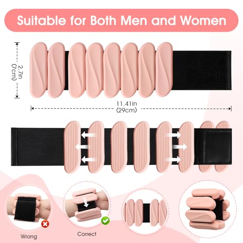 Wrist Weights, 2Pack Wearable Wrist Ankle Weights for Women & Men, Adjustable Arm and Leg Weights, Silicone Weighted Bangles for Walking Yoga Pilates Running Dance Gym 2lb - color: Meat Pink