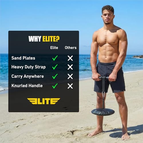 Elite Forearm Strengthener, Forearm Roller with 2x10lbs Sand Plates, Plates Holder & Adjustable Straps, Thick Anti-Slip Handle, Forearm Exerciser, Wrist Roller, Arm Blaster, Hand Grip Strengthener