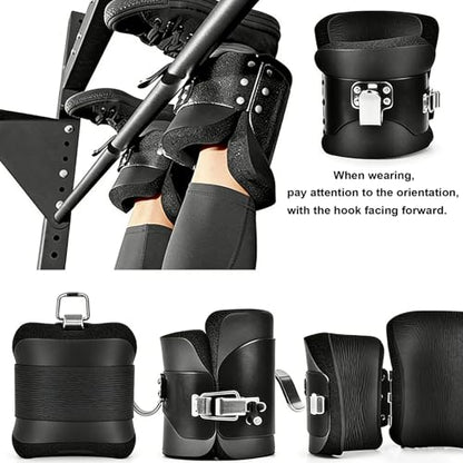 Anti Gravity Inversion Hang Up Boots - Heavy Duty Ankle Holders for Pull Up Bar, Black Padded Foam Fitness Equipment with Locking Buckles, Bearing Capacity 150KG, Includes 2m Safety Rope