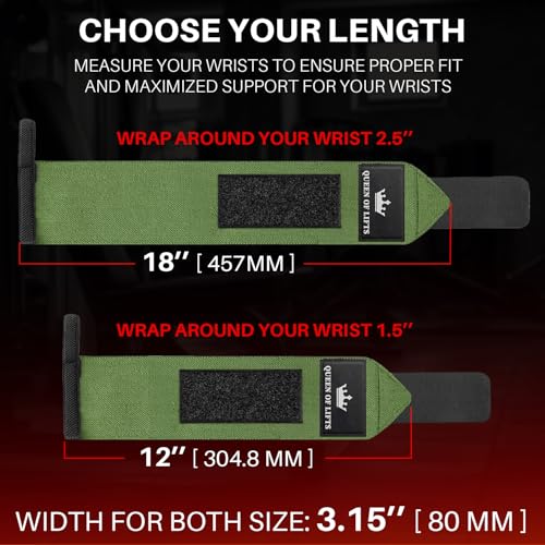 Weightlifting 18" & 12" Wrist Wraps with Thumb Loop – Heavy Duty Wrist Workout Braces for Men and Women – Ideal for Powerlifting, Strength Training, Bodybuilding