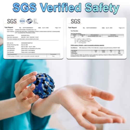 Deep Tissue Massage Ball for Exercise & Recovery - SGS Certification - Targets Back, Shoulder, Legs&Feet - Relieves Muscle Knots, Joint Pain&Tightness, Pressure Point Therapy- Myofascial Release Ball - color: Blue&gray, size: 1-Pack | 2.8-inch