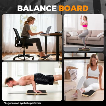 2-in-1 Wooden Balance Board with Adjustable Incline (15°–35°) – Slant Board & Calf Stretcher for Balance Training, Core Strength, and Ankle Mobility – Solid Wood, Non-Slip Surface, Ideal for Home Gym & Physical Therapy