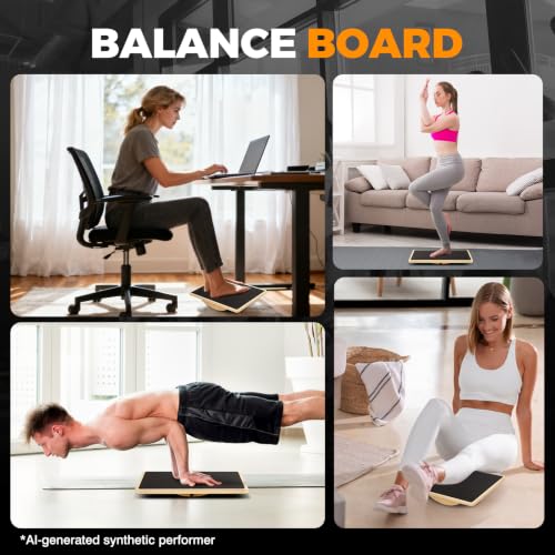 2-in-1 Wooden Balance Board and Slant Board for Adults, 15-35° Angle