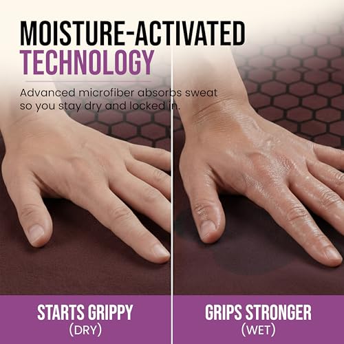 Hot Yoga Mat Towel – Non-Slip Grip for Hot Yoga, Sweat Absorbent, Honeycomb Silicone Grip, Stays Flat – Ideal for Pilates, Travel, Washable & Lightweight - Burgundy
