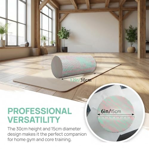 Travel Size Back Roller, High Density Foam Roller for Back Stretching, Physical Therapy, Yoga, Pilates, Post Workout Muscle Recuperation, 12" X 6" Round (Pink)