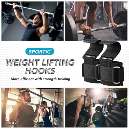 Weight Lifting Hooks (Pair) - Heavy Duty Lifting Wrist Straps, Hand Grip Support for Deadlifts, Pull Ups, Shrugs, Weightlifting Hooks Gym Gloves for Men and Women