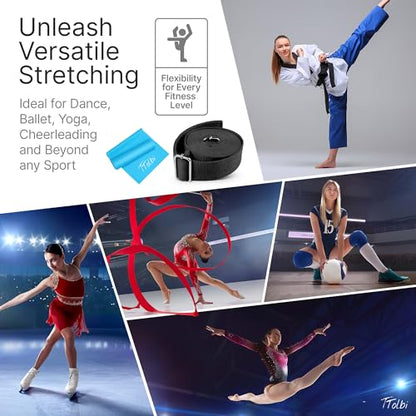 Leg Stretcher Strap with Door Anchor and Resistance Band, Splits Trainer - color: Classic Black