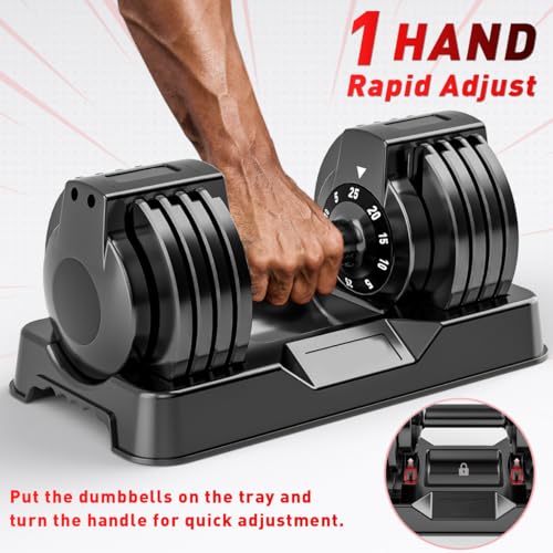 Adjustable Dumbbell Set of 2, 50/100/110lbs Free Weights Dumbbell Set - size: 25LBS Pair - A