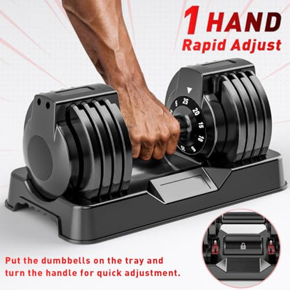Adjustable Dumbbell Set of 2, 50/100/110lbs Free Weights Dumbbell Set - size: 25LBS Pair - A
