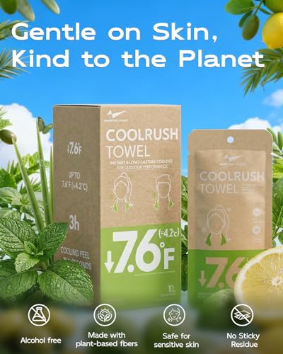 CoolRush Towel, Ice Neck Wraps for Extreme Heat, Large Cooling Body Wipe No Rinse, Chilly Wet Rags for Workout, Lake, Walking, Fishing, Running, Festival, Soccer, Cruise, Rave, River Must Have