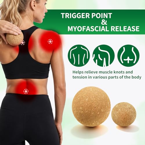 Cork Massage Balls-2 Pack Trigger Point & Myofascial Release Balls for Plantar Fasciitis, Foot, Back & Muscle Knots
