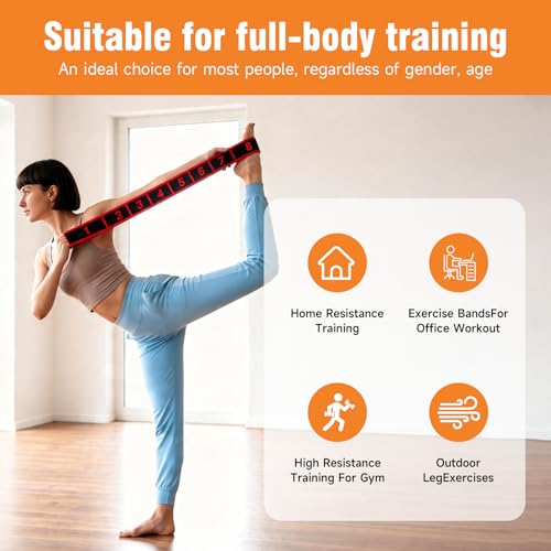3PCS Numbered Stretch Resistance Band, 8.10.12-Loop Elastic Training Bands for Stretching, Yoga, Multi-Loop Fitness Band for Flexibility & Strength Training