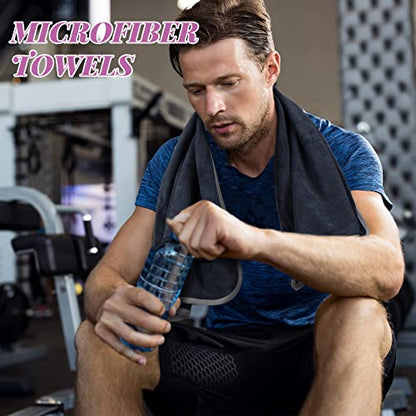 24 Pcs Microfiber Gym Towels for Men and Women, Soft Be Fearless Sweat Workout Towels for Yoga Sports Exercise Fitness Bath Home Cycling Swimming Camping