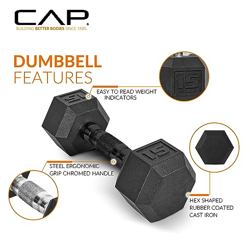 CAP Rubber Coated Dumbbell Weight Set with Vertical Rack | 100 lb, 150 lb, and 210 lb Options - size: 150 lb - Set, style: Black Handle