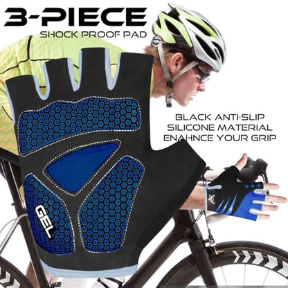 Half Finger Cycling Gloves for Men Women, Gel Padded Anti-Slip Shock Absorbing Weight Lifting Gym Gloves Cycle Mountain Bike Gloves for MTB, Biking, Hiking