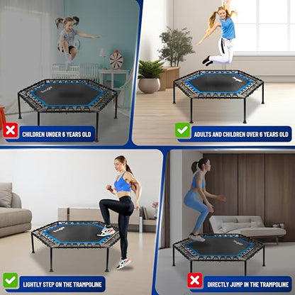 Yes4All Rebounder Trampoline for Adults, 48-Inch, 350 LBS Stable & Silent Exercise Trampoline for Rebounding, Jumping Cardio