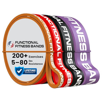 Pull Up Assist Bands Set of 3 by Functional Fitness. Heavy Duty Resistance and Assistance Training Bands