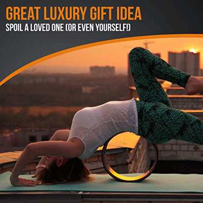 Deluxe Cork Yoga Wheel Set - Back Roller, 2 Cork Blocks & Strap