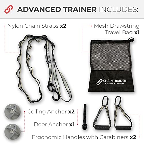 Portable Home Gym Multi-functional Basic Fitness Freedom Workout Equipment Comes in Basic, Intermediate, Advanced or Deluxe Sizes and Comes in Black or Silver