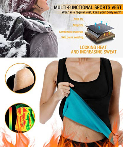 Women Neoprene Sweat Vest for Women Sauna Suit Hot Sweat Waist Trainer Vest Slimming Body Shaper - color: Black, size: Medium