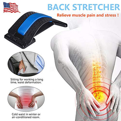 JUMPOW Back Stretcher for Lower Back Pain Relief, 3 Level Adjustable Lumbar Cracker Board, Spine Board, Relief for Herniated Disc, Sciatica, Scoliosis, Spine Decompression - color: Black, Blue-3 Level