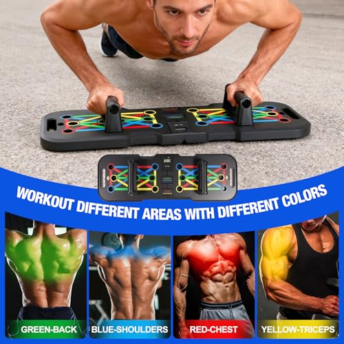 Push Up Board With Counter,Pushup Board For Men and Women,Foldable Gym Strength Training Fitness Equipment,Calisthenics Equipment-Blue