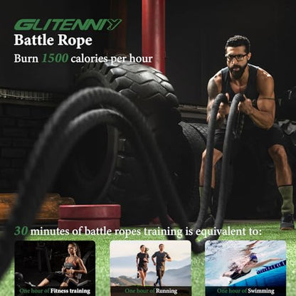 Battle Ropes Black Workout Rope 1 inch Battle Ropes for Home Gym 30ft Exercise Ropes for Working Out Heavy Ropes for Exercise Training Weighted Rope Weighted Workout Rope Battle Rope - style: 1 inch black
