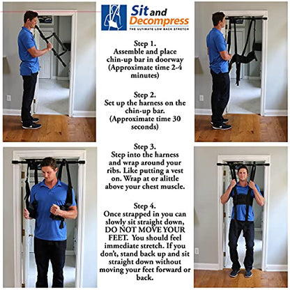 Sit and Decompress Back Stretcher 3 Minutes A Day Lumbar Traction Spinal Decompression - Inversion Table Alternative (Medium Harness No Bar) - size: Medium Harness (No Bar)