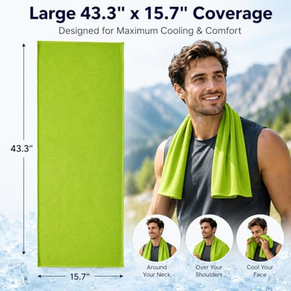 Large Cooling Towel for Neck and Face, 43.3 x 15.7 in, Lime Green - color: Green