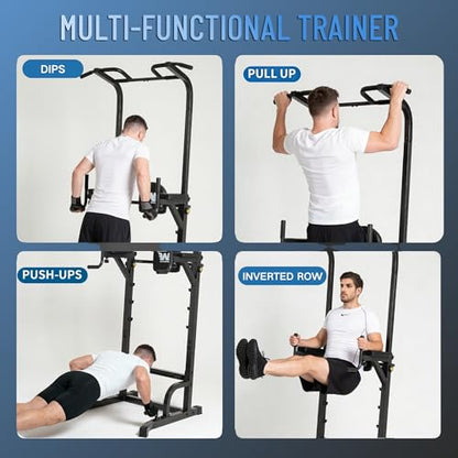 BARWING Power Tower Pull Up Bar Station Adjustable Height Dip Bar Station for Home Gym Strength Training Workout Equipment 550LBS