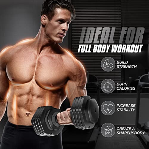 Yes4All 25/55LB Single/Pair Adjustable Dumbbells Weights, 5 in 1 Free Weights Dumbbell with One Second Dial Handle for Different Workout Levels
