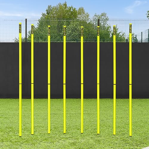 FORZA Slalom Agility Poles | Improve Endurance, Speed & Footwork | Color, Size & Rubber Base Options Available [8 Pack] - color: Yellow, size: Without Bases, style: 6ft