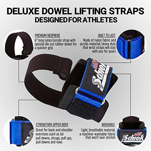 Schiek Sports Model 1000-DLS Deluxe Dowel Lifting Straps - color: Blue
