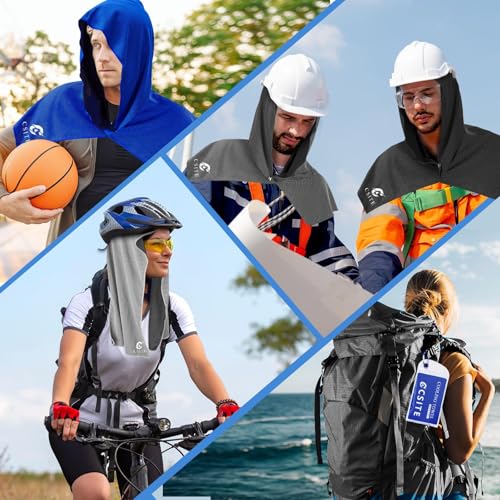 Cooling Hoodie Towels, Instant Cooling Towels for Neck and Face, UPF 50 Sun Protection, Ice Towel for Hot Weather, Head Towel for Sports, Camping, Cycling & More Activities