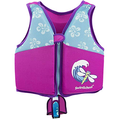 SwimSchool Kids Swim Trainer Vests for Toddlers Ages 2-6 – Boys/Girls – Multiple Colors/Styles – Learn to Swim Floaties - color: M/L Pink/Aqua Swim Vest
