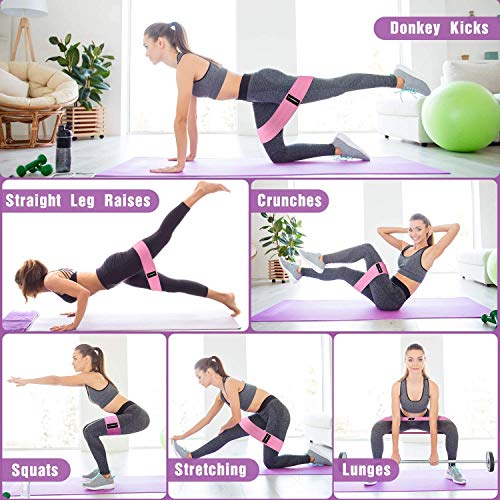 Non Slip Resistance Booty Bands, 3 Levels Fabric Workout Bands Exercise Bands Glute Bands Non Slip Hip Bands Booty Bands for Squat Glute Hip Training