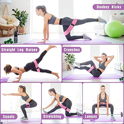 Non Slip Resistance Booty Bands, 3 Levels Fabric Workout Bands Exercise Bands Glute Bands Non Slip Hip Bands Booty Bands for Squat Glute Hip Training