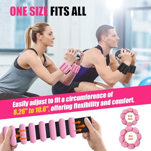 Wrist & Ankle Weights for Women, Wearable Strong Arm & Leg Weights Set of 2(1Lbs Each), Adjustable Ankle Weights for Walking, Yoga, Dance, Barre,Gym,Exercise,Pilates,Walking Running - color: Light Pink