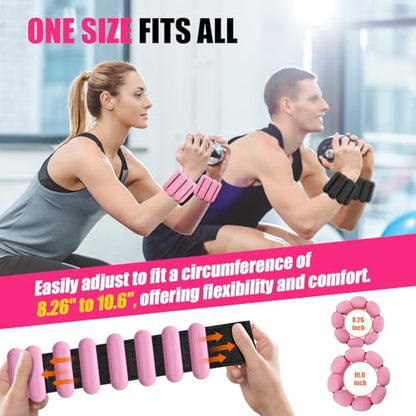 Wrist & Ankle Weights for Women, Wearable Strong Arm & Leg Weights Set of 2(1Lbs Each), Adjustable Ankle Weights for Walking, Yoga, Dance, Barre,Gym,Exercise,Pilates,Walking Running - color: Light Pink