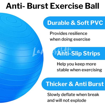 Cardio Drumming Equipment Set - 26" Exercise Ball with Pump and Weighted Cardio Drumming Sticks with Grips - Fitness Yoga Ball Drumsticks Workout for Balance, Rhythm, Aerobic Moves, Dance, Gymnastics - color: Blue