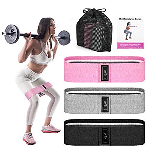 Booty Bands, 3 Resistance Bands for Legs and Butt, Non Slip Exercise Bands,Elastic Strength Squat Band, Workout Beginner to Professional