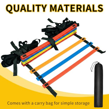 Soccer Target Net with Colorful Agility Ladder Set - Premium Football Training Equipment for Adults - Speed Ladder for Footwork, Agility Training Equipment & Soccer Gear with Carry Bag