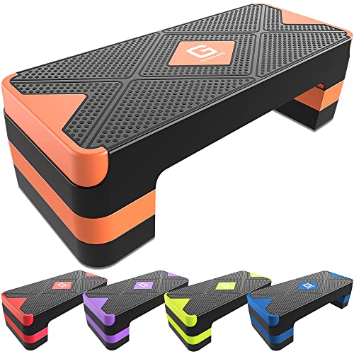 GYMMAGE Aerobic Exercise Step, Adjustable Height, - color: Orange