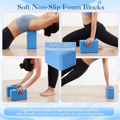 Pilates Set with 2 Yoga Exercise Balls (25.6”&9.8”), Yoga Block, Stretch Strap & Foot Pump, Stability Fitness Ball Kit for Home Gym Equipment Workout Pregnancy Physical Therapy