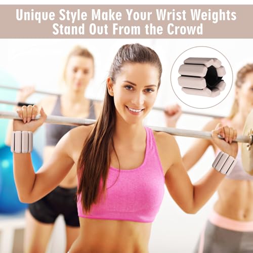Wrist Weights Set of 2, Wearable Wrist Ankle Weights for Women & Men, Silicone Weighted Bangles Adjustable Arm and Leg Weights for Walking Yoga Pilates Running Dance Gym 2lb