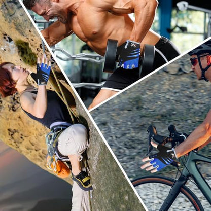 Half Finger Cycling Gloves for Men Women, Gel Padded Anti-Slip Shock Absorbing Weight Lifting Gym Gloves Cycle Mountain Bike Gloves for MTB, Biking, Hiking